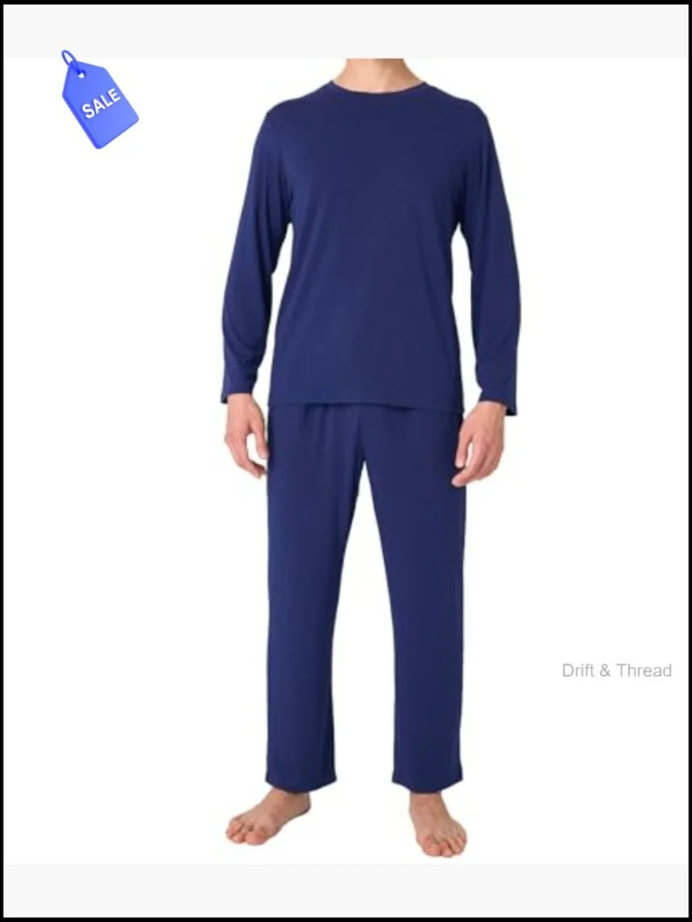 Men's Long Sleeve Pajama Set with Pockets - Soft Breathable Lounge Sleepwear